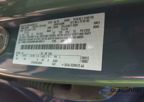 2024 Ford Escape Active из США, поврежденный, VIN 1FMCU0GN9RUB18911